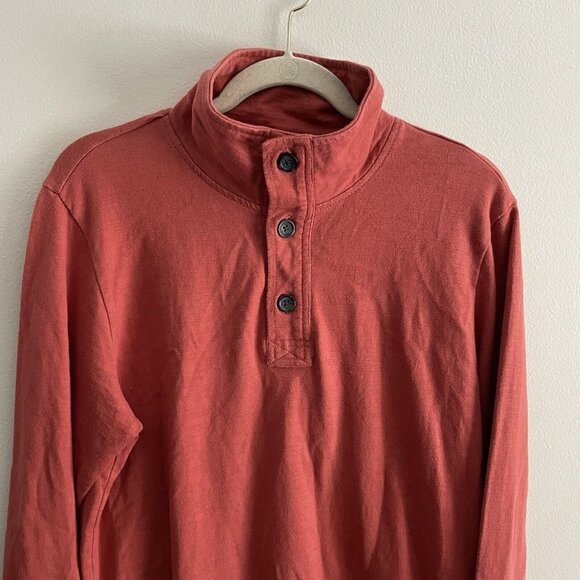 Banana Republic Factory Men M Orange 100% Cotton 1/4 Button Pullover Sweater - Picture 3 of 7
